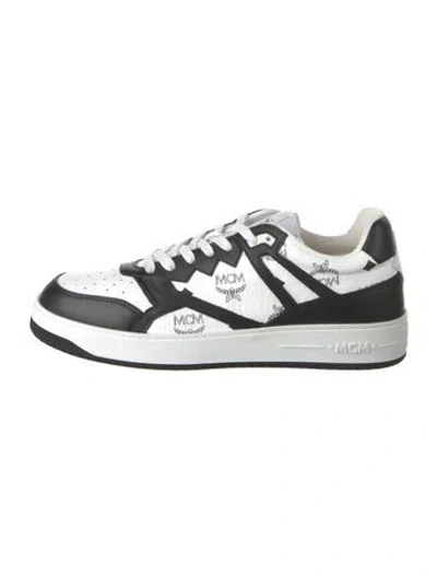 Pre-owned Mcm Visetos Leather Sneakers W/ Tags In Black