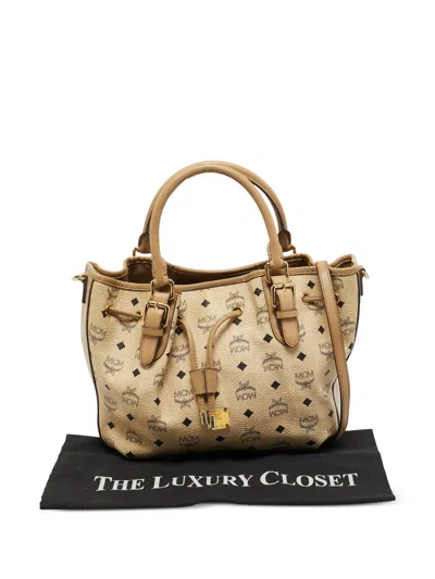 Pre-owned Mcm Visetos Leather Tote Bag In Neutral