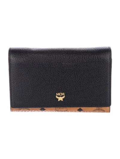 Pre-owned Mcm Visetos Leather Trifold Wallet In Brown