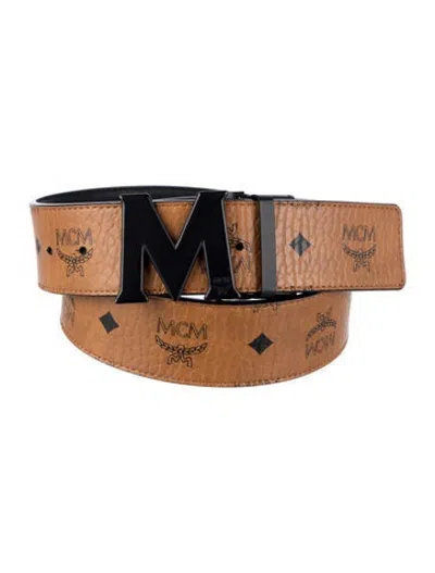 Pre-owned Mcm Visetos Leather Waist Belt In Brown