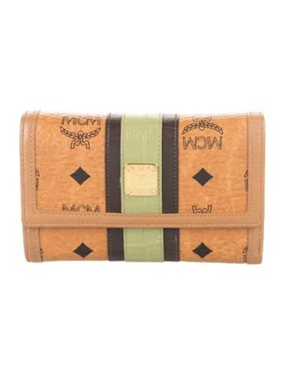 Pre-owned Mcm Visetos Leather Wallet In Brown