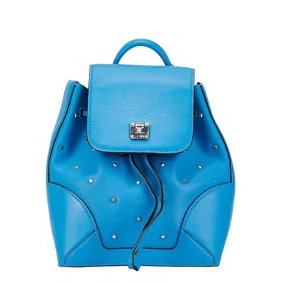 Pre-owned Mcm Visetos Light Blue Leather Backpack ()