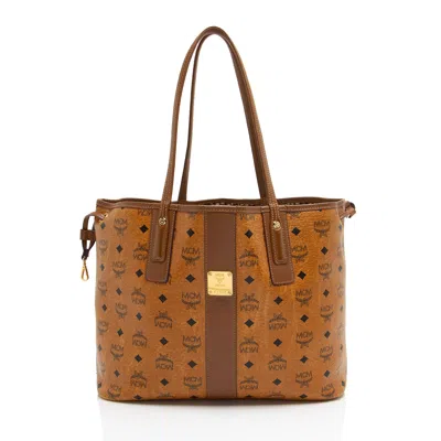 Mcm Visetos Liz Reversible Medium Shopper Tote In Brown
