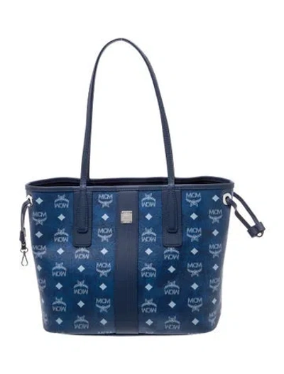Pre-owned Mcm Visetos Liz Shopper Small W/ Tags In Blue