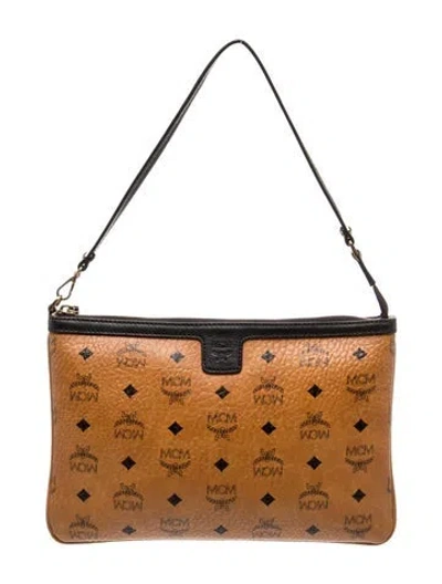 Pre-owned Mcm Visetos Liz Shopper Tote Pouch In Brown