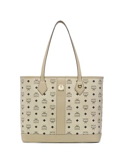 Mcm Liz Medium Visetos Shopper Tote In Neutral