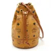 Mcm Visetos Logo Drawstring Shoulder Bag In Brown