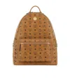 Mcm Visetos Logo-print Stark Studded Backpack In Orange
