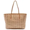 Mcm Visetos Logo Tote Bag Metallic Pink In Neutral