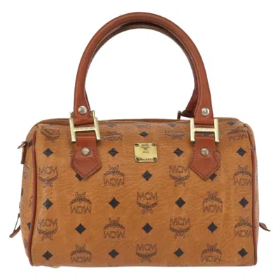 Pre-owned Mcm Visetos Logogramme Handbag Canvas And Leather Canvas Handbag () In Brown