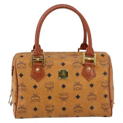 Pre-owned Mcm Visetos Logogramme Handbag Canvas And Leather Canvas Handbag () In Brown