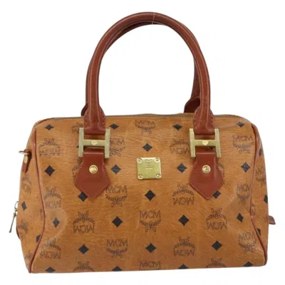 Pre-owned Mcm Visetos Logogramme Handbag Canvas And Leather Canvas Handbag () In Brown
