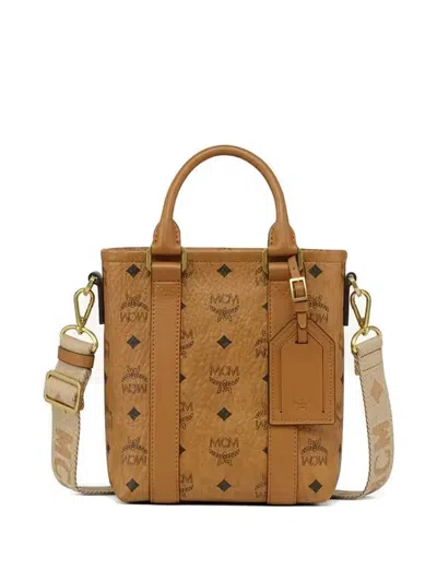 Mcm Visetos Logo-print Tote Bag In Brown