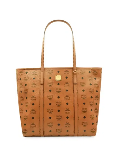 Mcm Visetos Logo-print Tote Bag In Brown