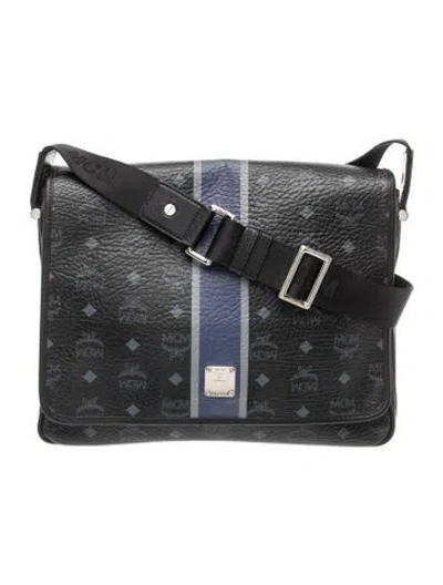 Pre-owned Mcm Visetos Messenger Bag In Black