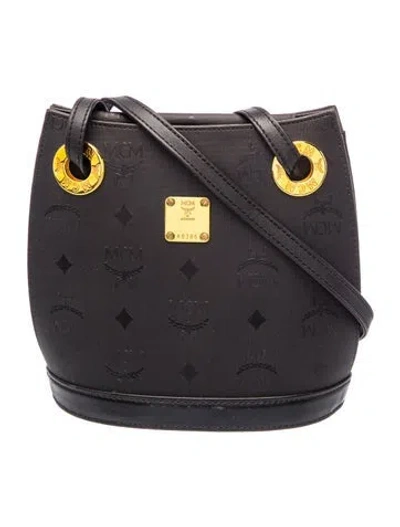 Pre-owned Mcm Visetos Messenger Bag In Black