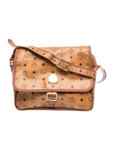 Pre-owned Mcm Visetos Messenger Bag In Brown
