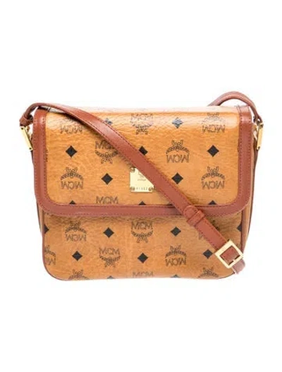 Pre-owned Mcm Visetos Messenger Bag In Brown