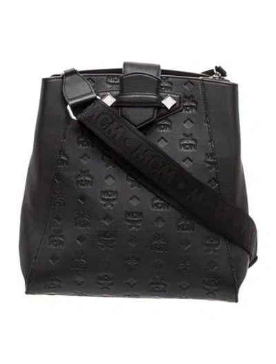 Pre-owned Mcm Visetos Messenger Bag Large In Black