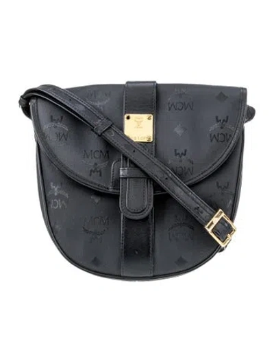 Pre-owned Mcm Visetos Messenger Bag Vintage In Black