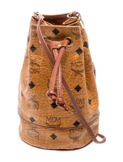 Pre-owned Mcm Visetos Mini Dessau Bucket Bag Mini In Neutral