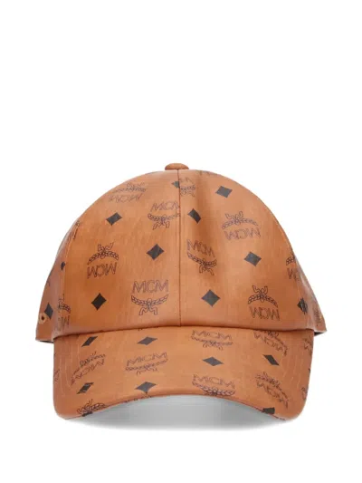 Mcm Visetos Monogram Baseball Cap In Brown