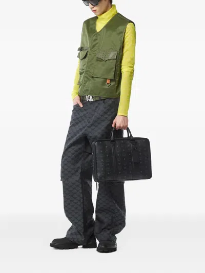 Mcm Visetos Monogram Briefcase In Black