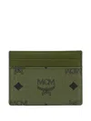 Mcm Visetos Monogram Canvas Cardholder In Green