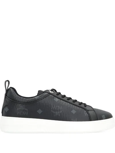 Mcm Neo Terrain Lo Sneakers With Monogram Canvas In Black