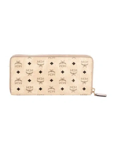 Pre-owned Mcm Visetos Monogram Pattern Continental Wallet In Neutral