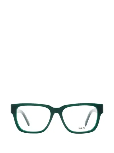 Mcm Visetos Monogram Rectangle-frame Glasses In Green