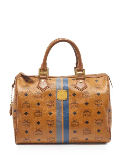 Pre-owned Mcm Visetos Monogram Tote Bag In Brown