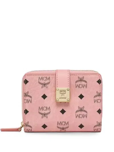 Mcm Visetos Monogram-print Wallet In Pink