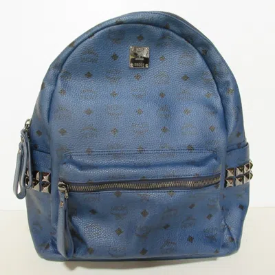 Pre-owned Mcm Visetos Navy Backpack ()