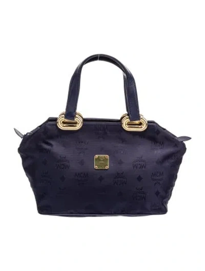 Pre-owned Mcm Visetos Nylon Handle Bag In Blue