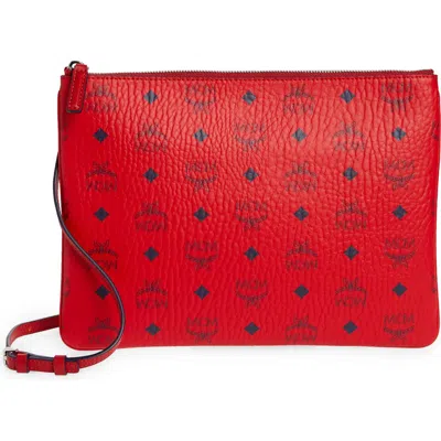 Mcm Visetos Original Pouch In Candy Red