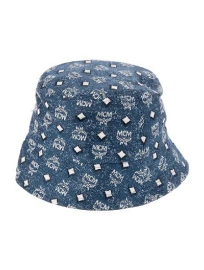 Pre-owned Mcm Visetos Pattern Print Bucket Hat W/tags In Blue