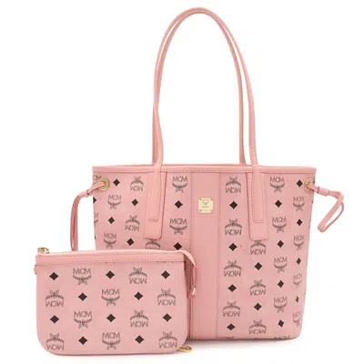 Pre-owned Mcm Visetos Pink Leather Pvc Pouch Shoulder Bag Tote Bag ()