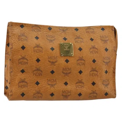Pre-owned Mcm Visetos Pouch Pvc Canvas Clutche & Pouche Bag () In Brown