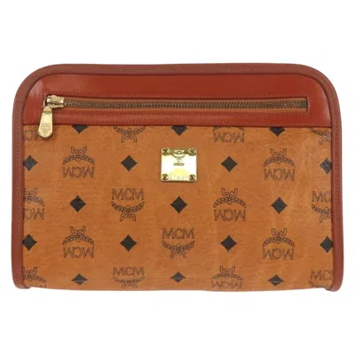 Pre-owned Mcm Visetos Pouch Pvc Canvas Clutche & Pouche Bag () In Brown