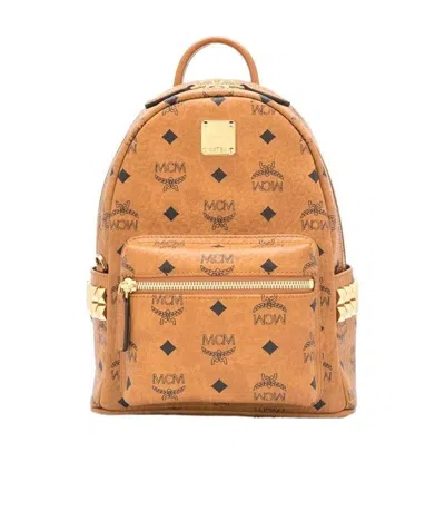 Mcm Visetos-print Leather Backpack In Brown