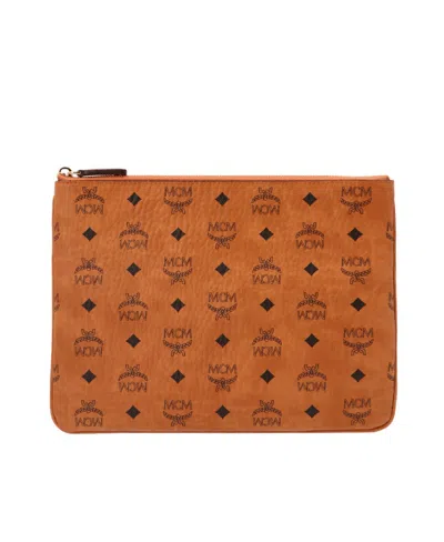 Mcm Visetos Printed Zipped Crossbody Bag In Brown