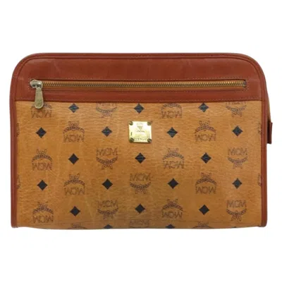 Pre-owned Mcm Visetos Pvc Brown Canvas Clutche & Pouche Bag ()