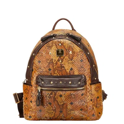Pre-owned Mcm Visetos Pvc Leather Backpack () In Brown