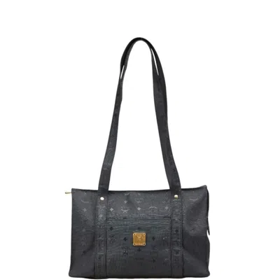 Pre-owned Mcm Visetos Pvc Shoulder Bag Tote Bag () In Black