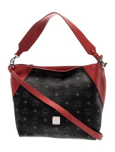 Pre-owned Mcm Visetos Shoulder Bag In Black