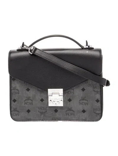 Pre-owned Mcm Visetos Shoulder Bag In Black