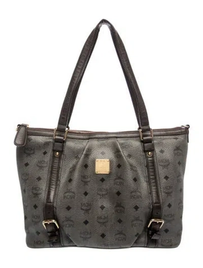 Pre-owned Mcm Visetos Shoulder Bag In Black