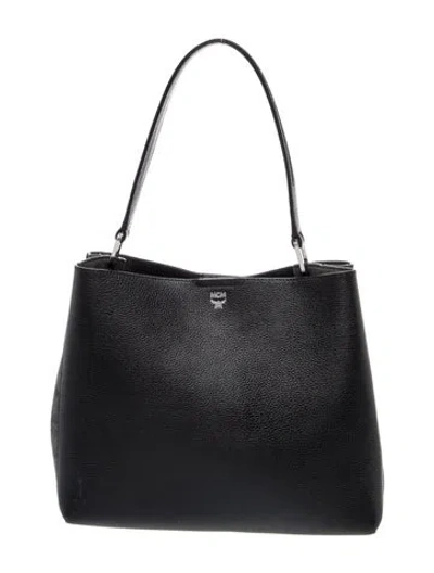 Pre-owned Mcm Visetos Shoulder Bag In Black