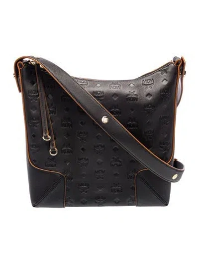 Pre-owned Mcm Visetos Shoulder Bag In Black